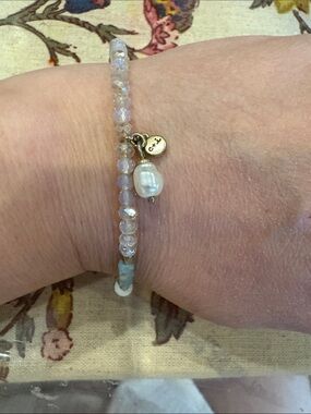 Chloe + Isabel Lavender Beaded Bracelet with Pearl Charm